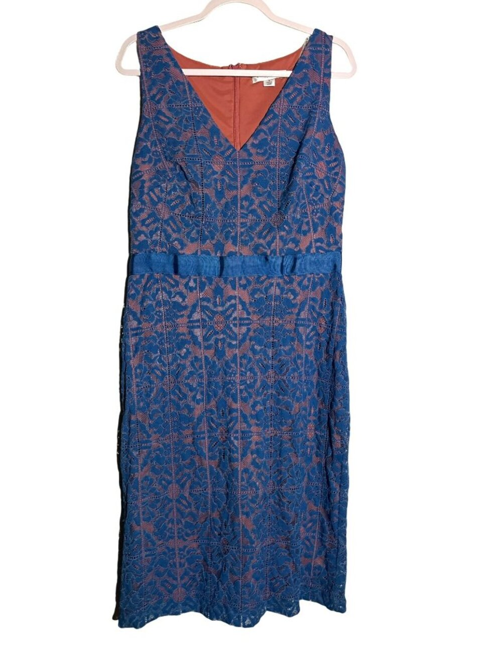 Kay Unger New York Blue Lace Sleeveless Sheath Dress Size 10